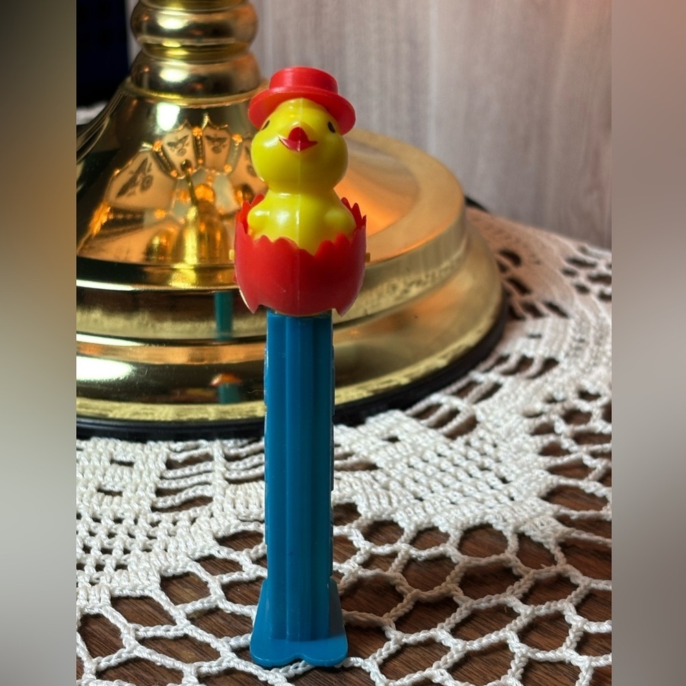 PEZ Vintage Collector Easter Chick Red, Yellow, Blue Chick Bird Treat Dispenser